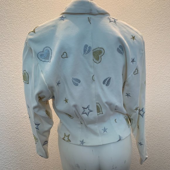 Vintage Kimi Collection cream cotton jacket with hearts size M excellent cond - Picture 4 of 15